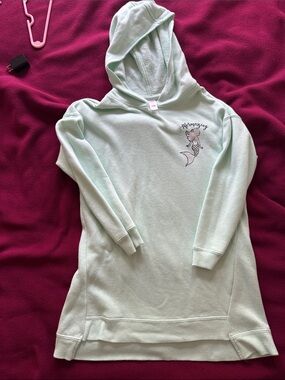 Justice Mint Green Hoodie Dress with Mermaid Embroidery